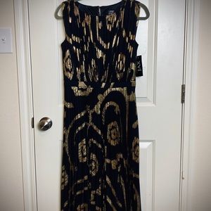 Black & gold midi cocktail dress / 10